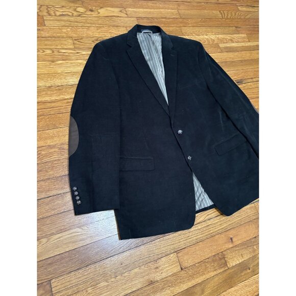 Chaps Men's Corduroy Blazer Jacket Sz 48L Black 2 Button 100% Cotton Sport Coat - Picture 3 of 6